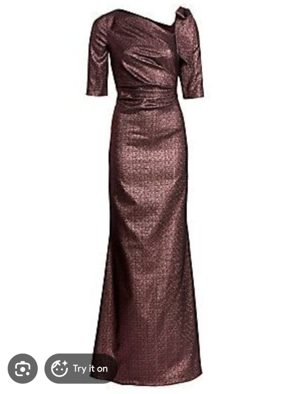 Teri Jon Metallic Plum Evening Gown